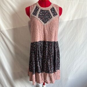 Umgee Pink and Black Sleeveless Mini Sundress MM332